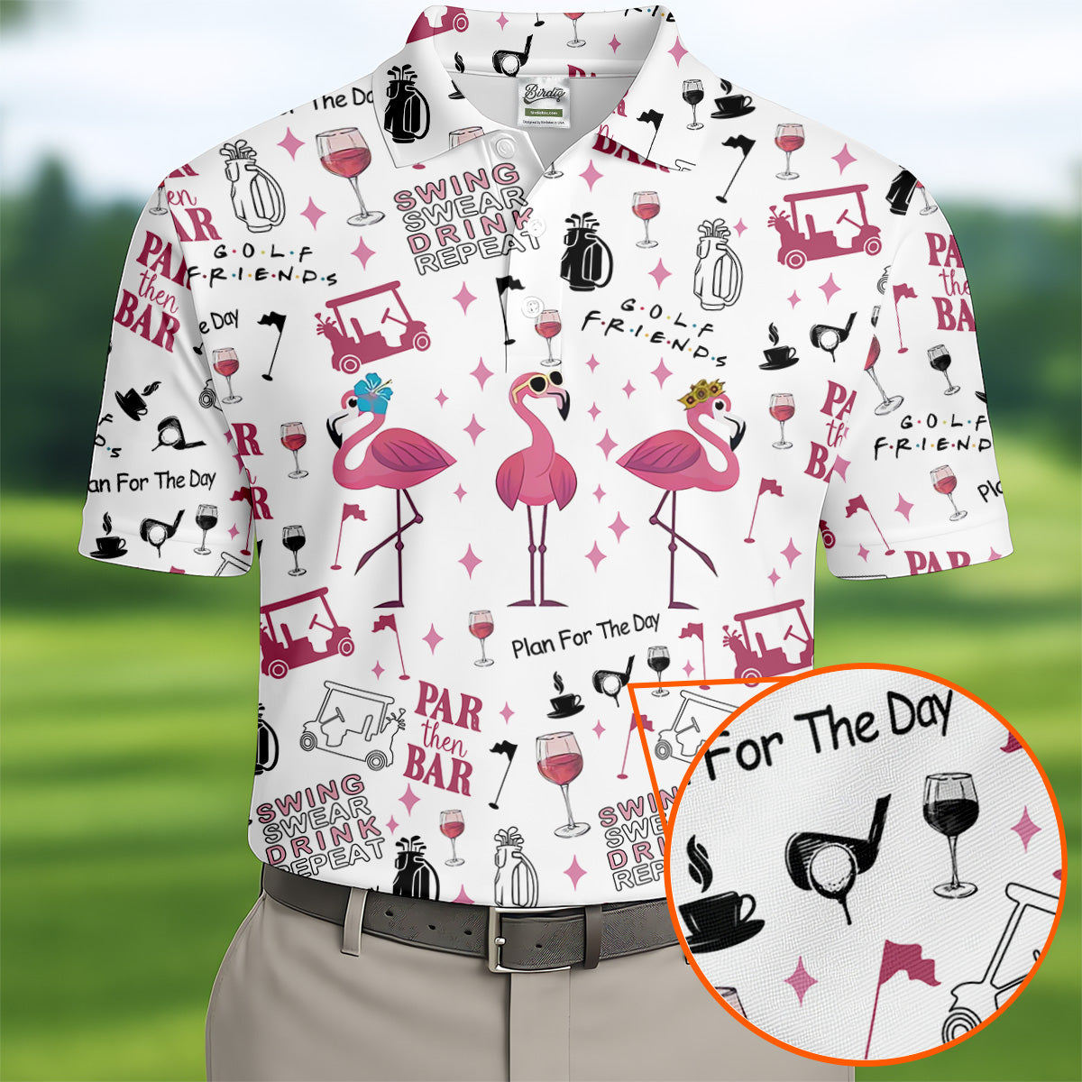 Golf Friends Par Then Bar Flamingo Golf Shirt, Golf Team Shirt, Polo ShirtFor Men, Golfing Apparel