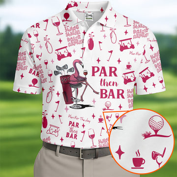 Swing Swear Drink Repeat Par Then Bar Flamingo Golf Shirt, Fun Men's Golf Polos, Polo ShirtFor Men