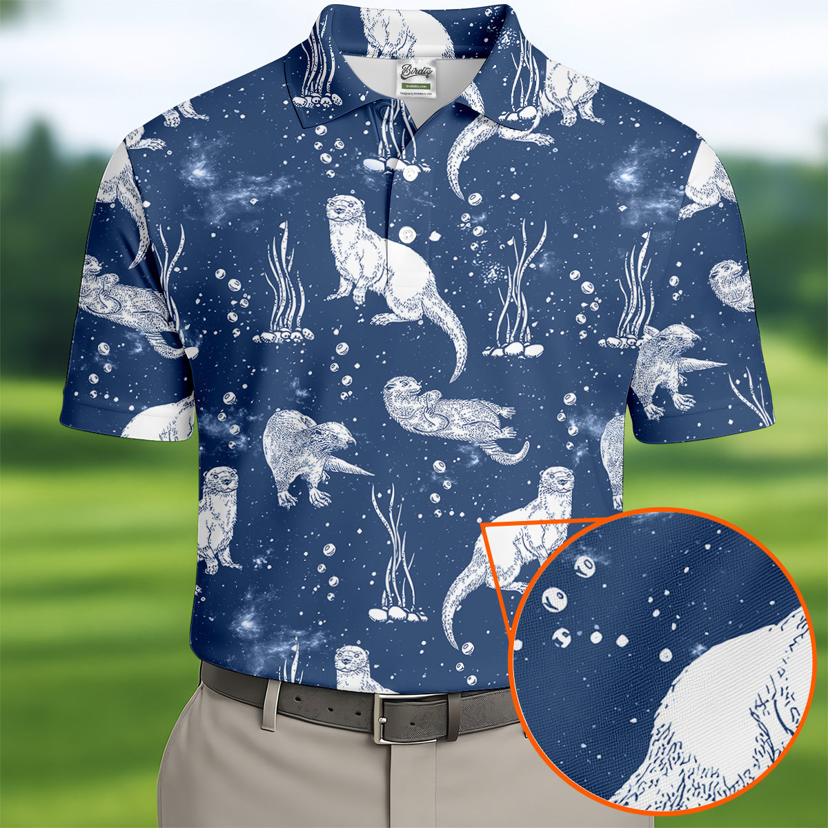 Adorable Otter Ocean Vibe Tropical Golf Shirts, Men's Funny Golf Shirts, Gift For Animal Lovers