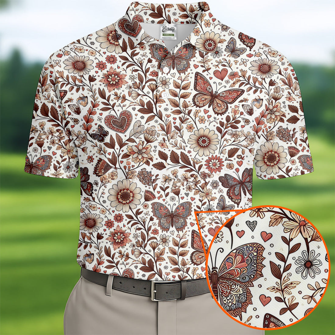 Spring Butterfly Golf Tops For Men, Retro Golf Shirt, Polo Shirtor Men, Golfing Apparel