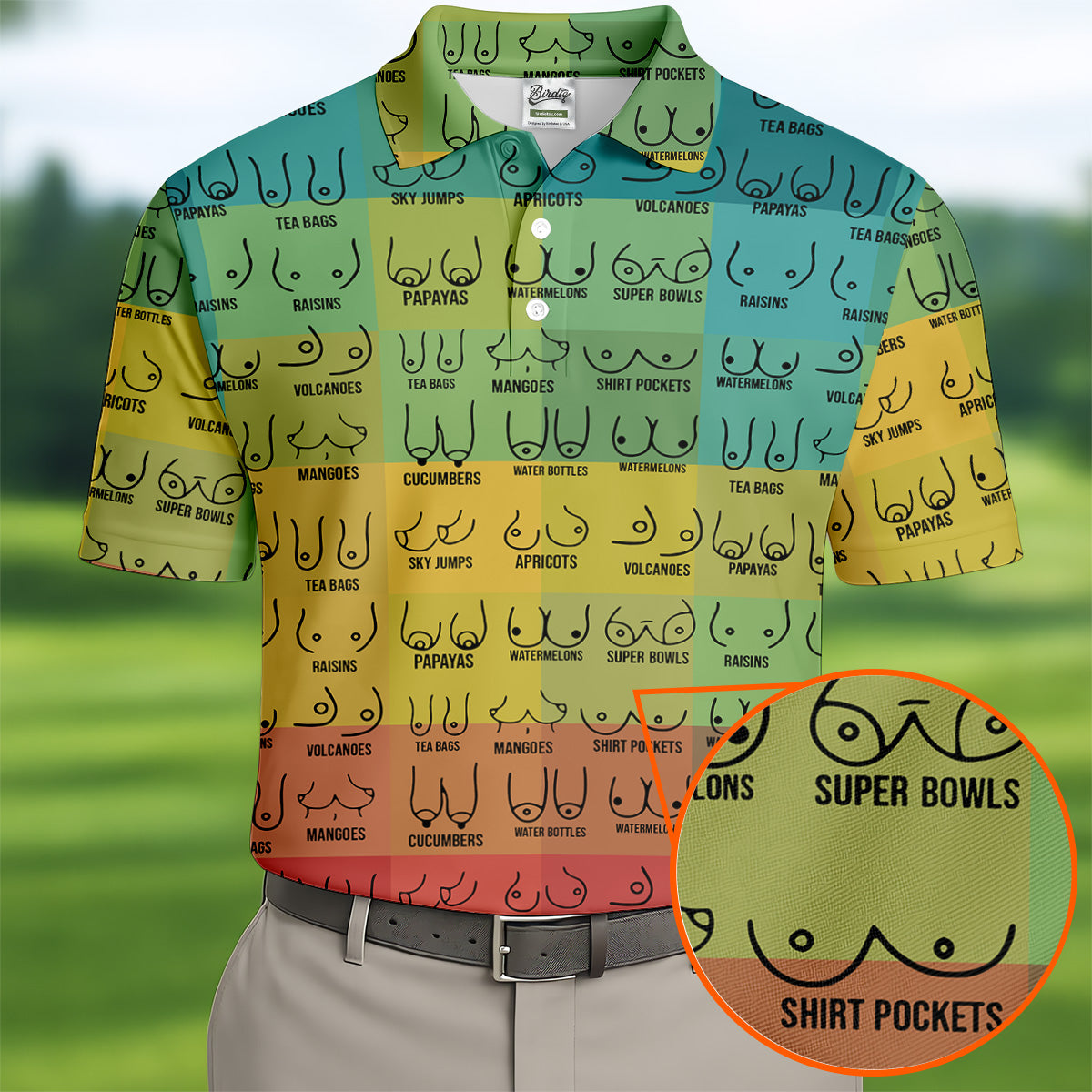 Colorful Fun Mens Golf Shirt, Golf Tops For Men, Gifts For Golf Lovers, Polo ShirtFor Men, Golfing Apparel