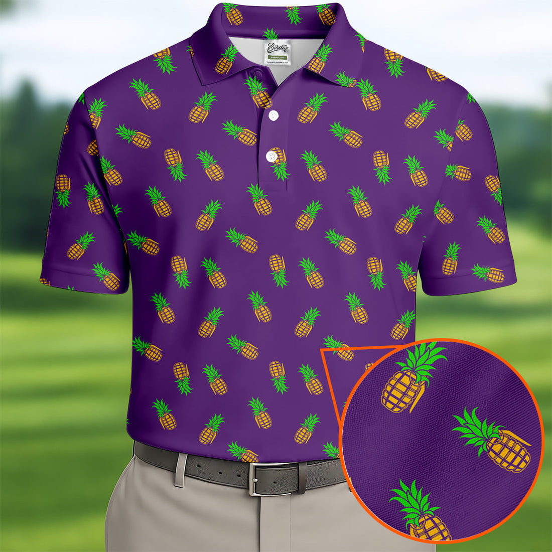 Pineapple Grenade Purple Golf Shirts, Men Polo, Golf Gift For Men, Golfing Apparel