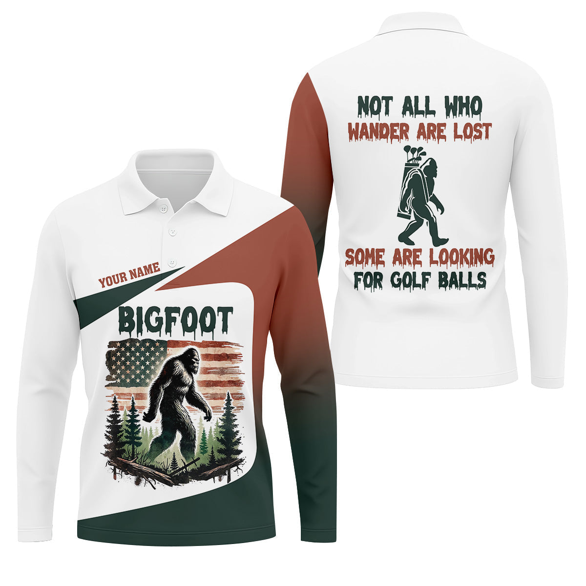 Not All Who Wander Are Lost Bigfoot Golf Shirt, Men's Patriotic Golf Shirts, Polo ShirtFor Men