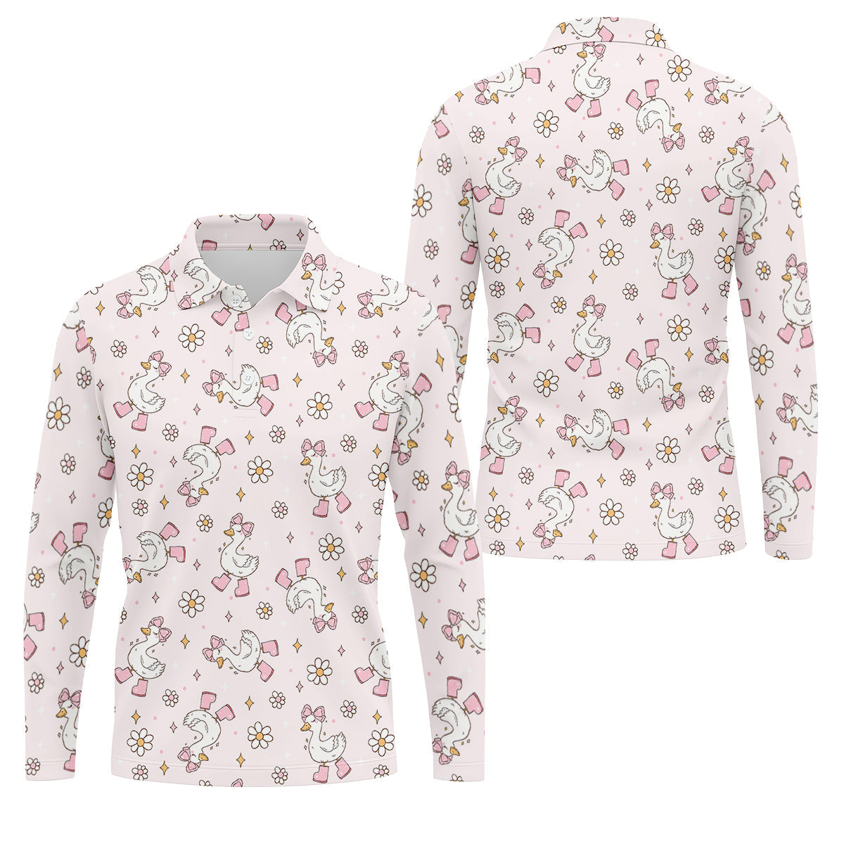 Silly Goose Seamless Pattern Pink Golf Shirt, Cute Golf Outfit, Golf Gift For Men, Golfing Apparel