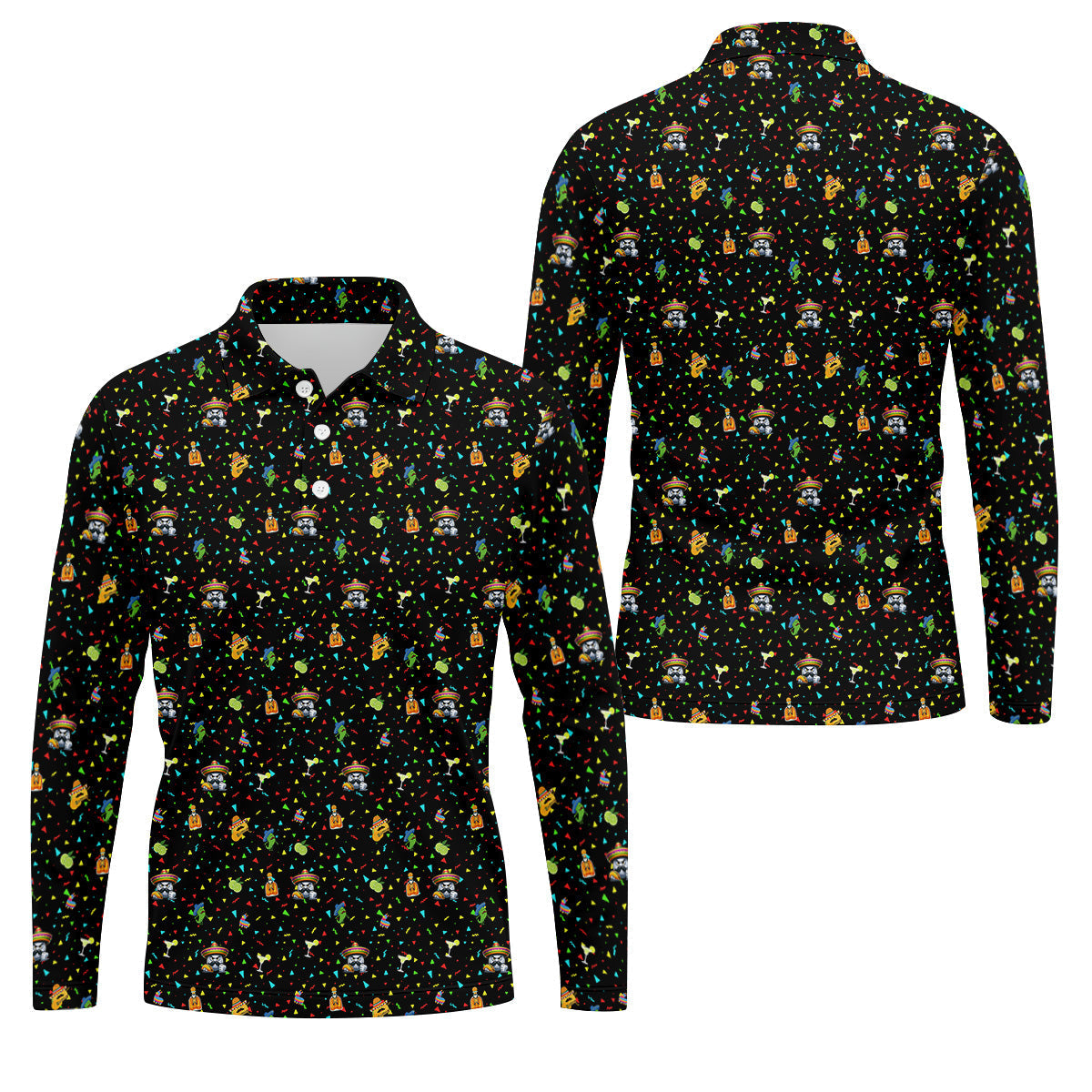 Fairway Fiesta Black Golf Polo ShirtFun Golf Shirts For Men, Polo ShirtFor Men, Golfing Apparel