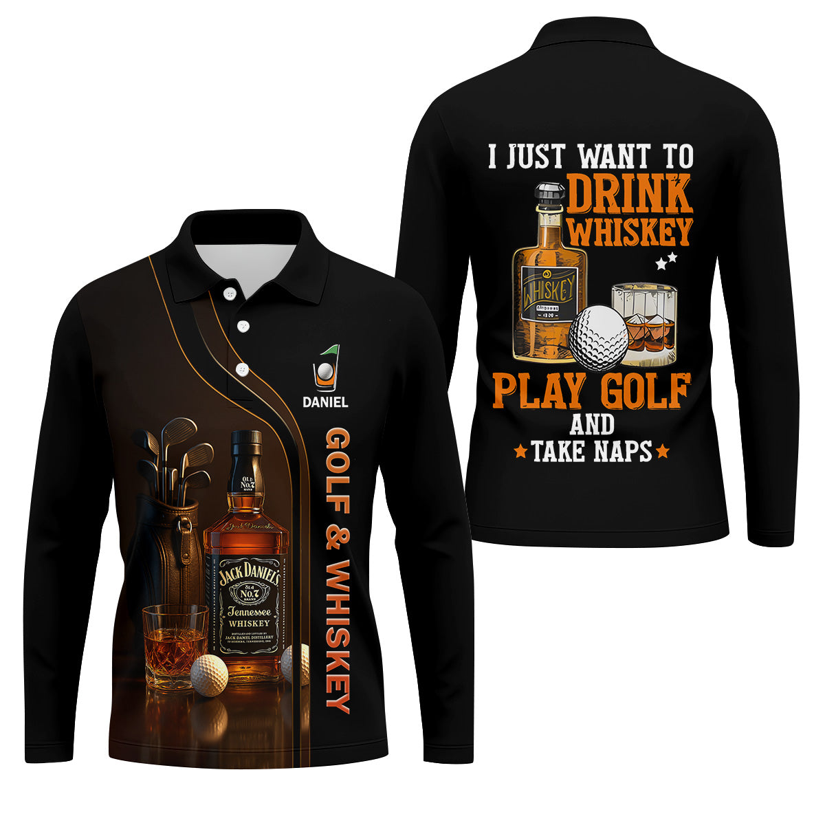 Golf And Whiskey Fun Golf Shirt, Men's Funny Golf Shirts, Unique Gift For Golfer, Golfing Apparel