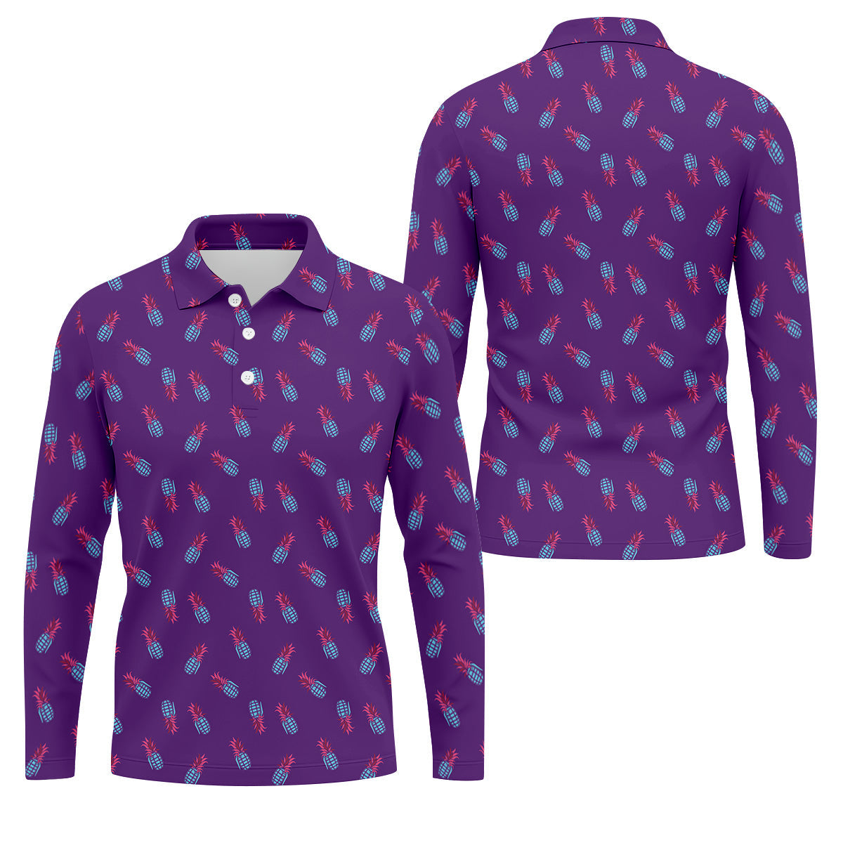 Pineapple Grenade Purple Golf Tops For Men, Men Polo, Golf Gift For Men, Golfing Apparel