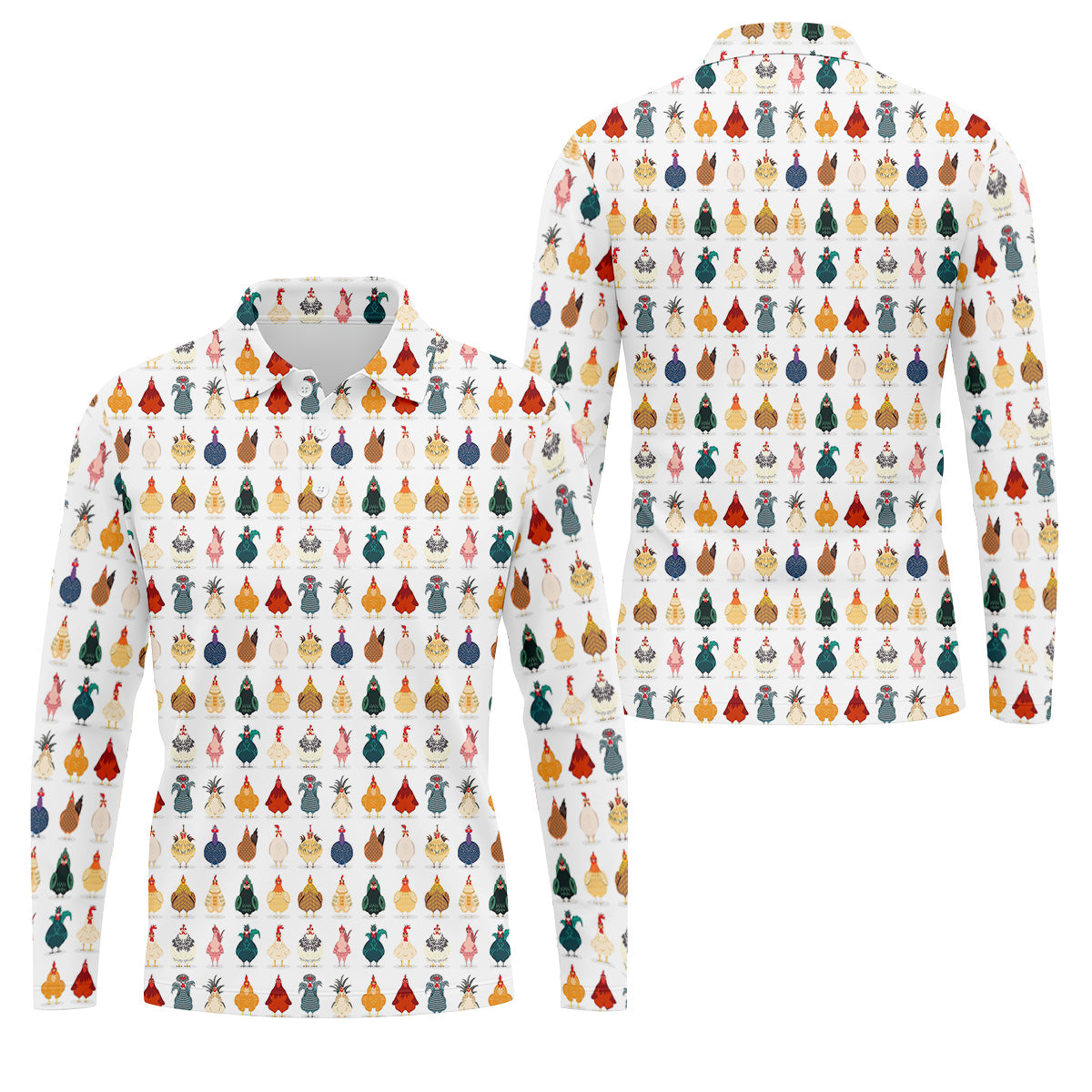 Whimsical Chicken Fun Golf Shirts For Men, Cute Golf Outfit, Polo ShirtFor Men, Golfing Apparel
