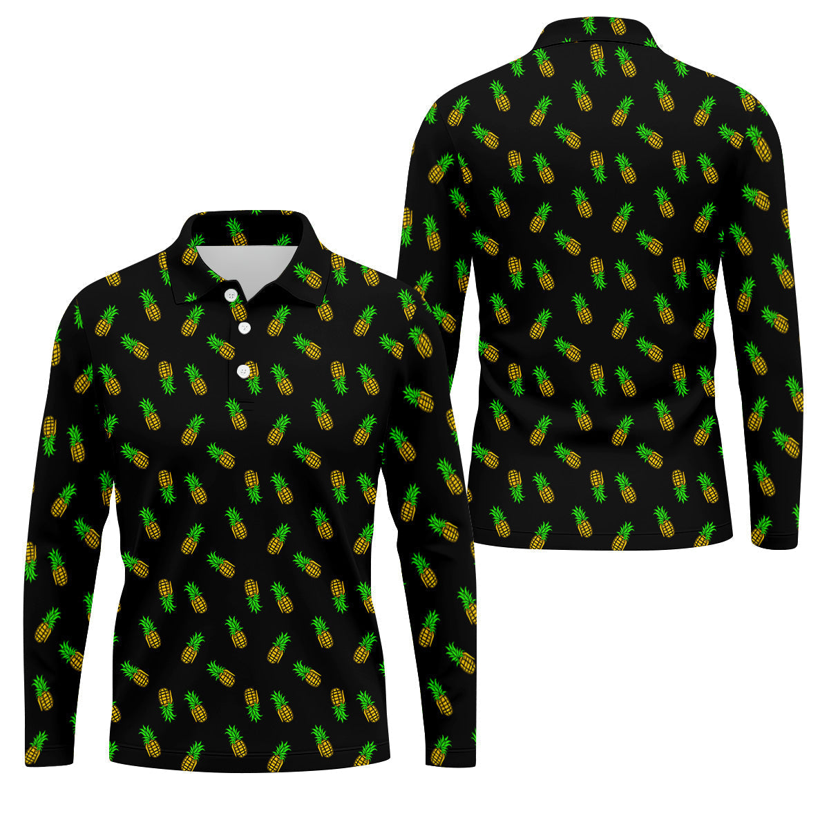 Pineapple Grenade Black And Yellow Golf Tops For Men, Men Polo, Golf Gift For Men, Golfing Apparel