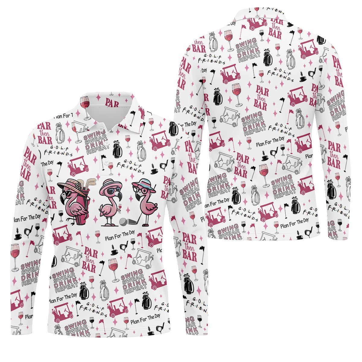 Golf Friends Par Then Bar Flamingo Golf Shirt, Golf Team Shirt, Fun Golf Shirts For Men, Golf Gift For Men