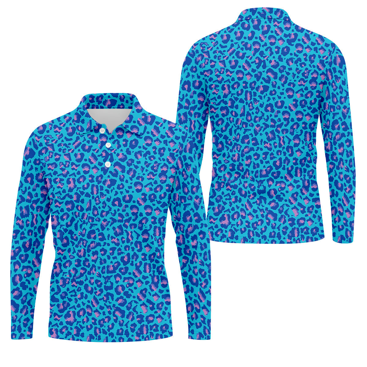 Blue Leopard Golf Tops For Men, Men Polo, Golf Gift For Men, Golfing Apparel