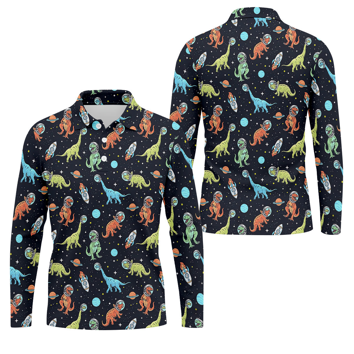 Dinosaur Space Golf Shirt, Golf Tops For Men, Gifts For Golf Lovers, Polo ShirtFor Men, Golfing Apparel