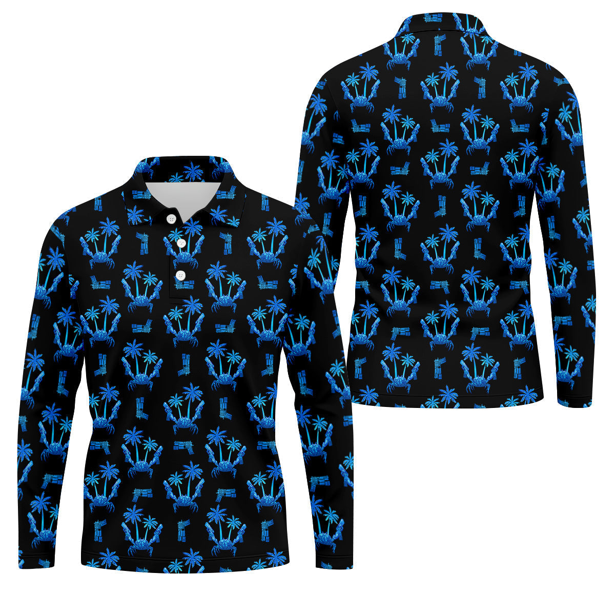 The Blue Crab Tropical Golf Shirts, Black Golf Shirt, Golf Gift For Men, Golf Shirts For Men