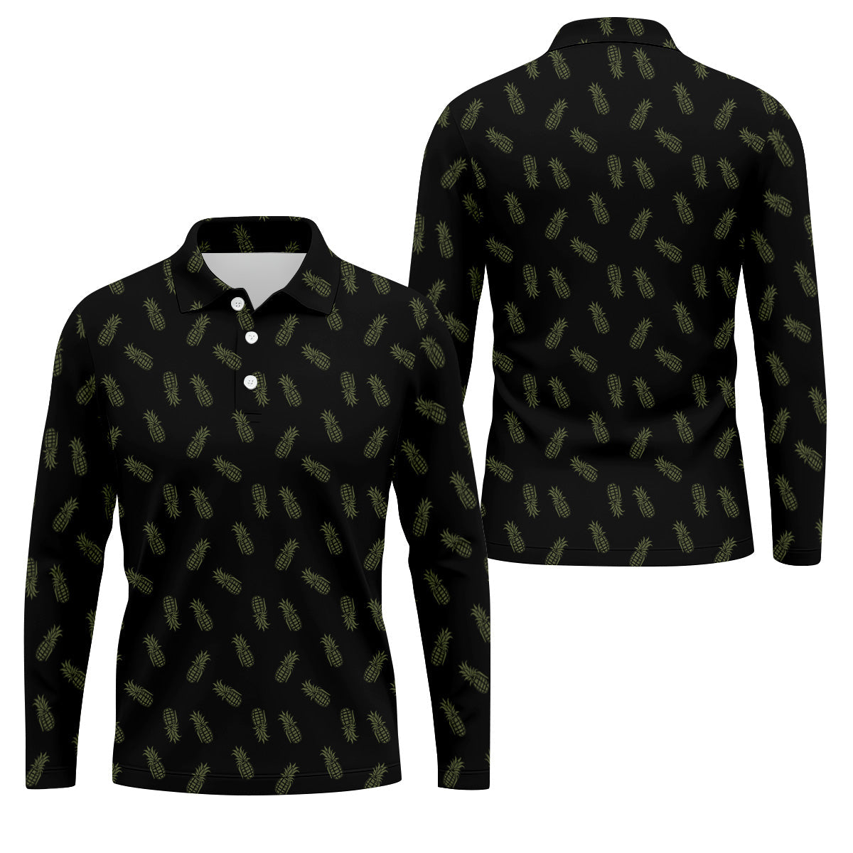 Pineapple Grenade Black Moss Green Golf Tops For Men, Men Polo, Golf Gift For Men