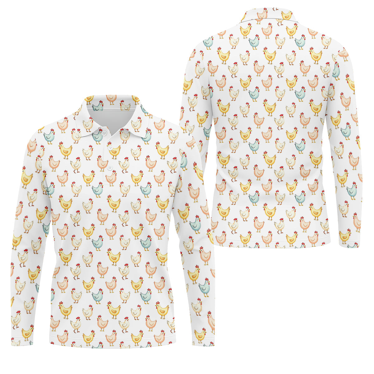 Chicken Rooster White Golf Tops For Men, Gift For Chicken Lover, Fun Golf Shirts For Men, Golfing Apparel