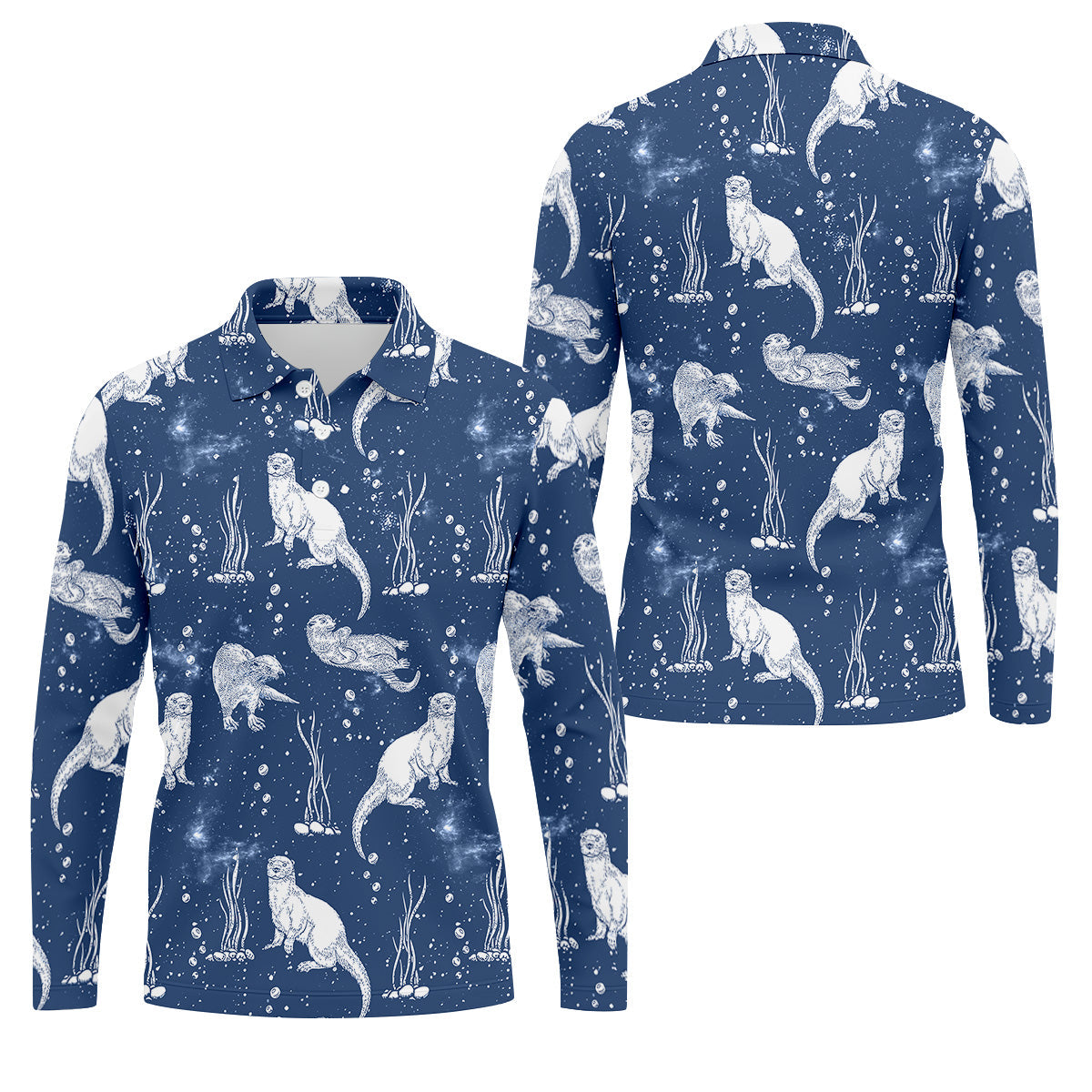 Adorable Otter Ocean Vibe Tropical Golf Shirts, Men's Funny Golf Shirts, Gift For Animal Lovers