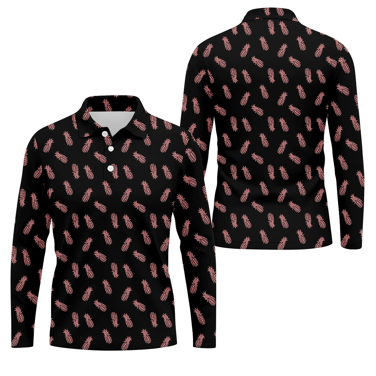 Pineapple Grenade Black And Pink Golf Tops For Men, Men Polo, Golf Gift For Men