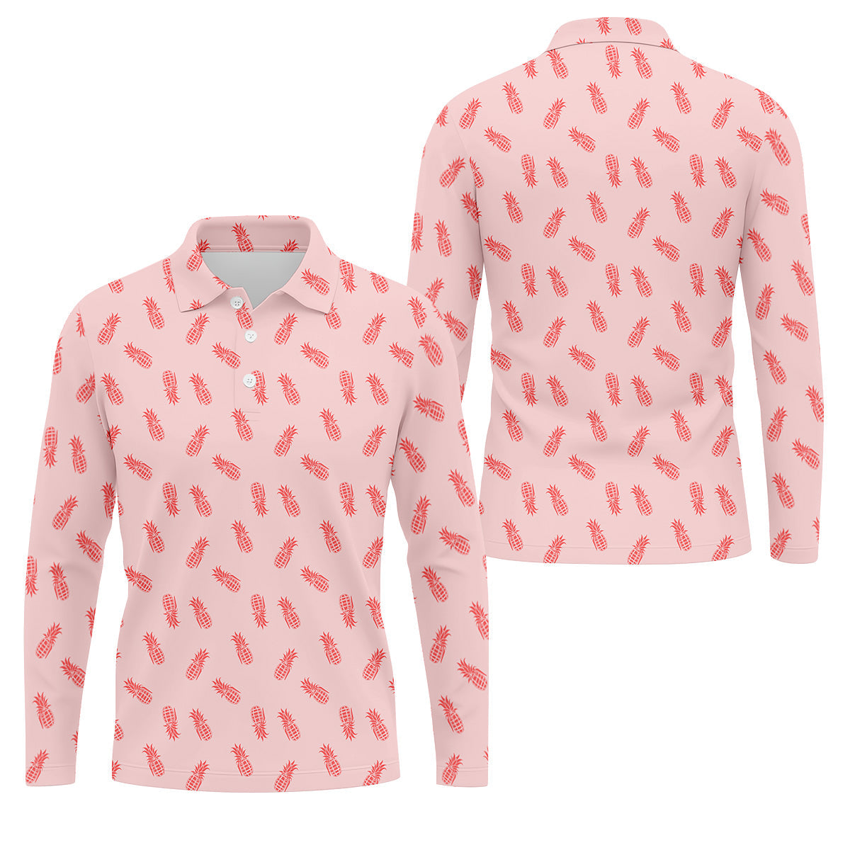 Pineapple Grenade Pink Golf Tops For Men, Men Polo, Golf Gift For Men, Golfing Apparel