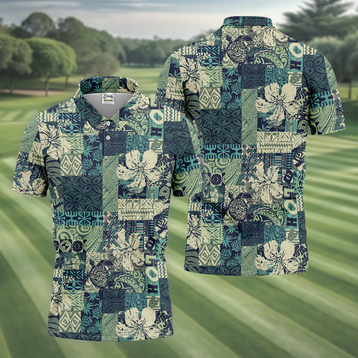 Tribal Aztec Tropical Golf Shirt, Hawaiian Golf Shirts, Mens Golf Polo Shirtf Gift For Men