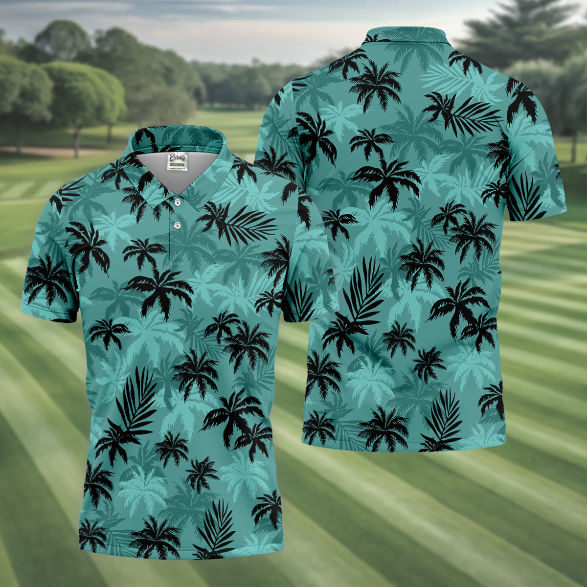 Tropical Palm Leaves Golf Tops For Men, Hawaiian Golf Shirts, Polo ShirtFor Men, Golf Gift For Men
