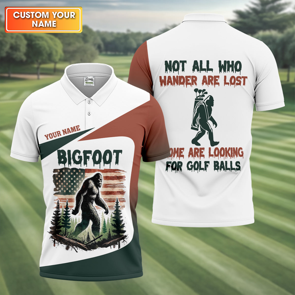 Not All Who Wander Are Lost Bigfoot Golf Shirt, Men's Patriotic Golf Shirts, Polo ShirtFor Men