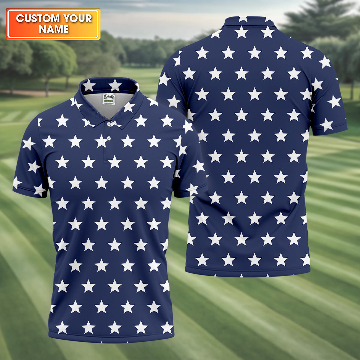 Star Spangled Men Polo, Mens Golf Polo Shirt Golf Accessories For Men, Golf Gift For Men