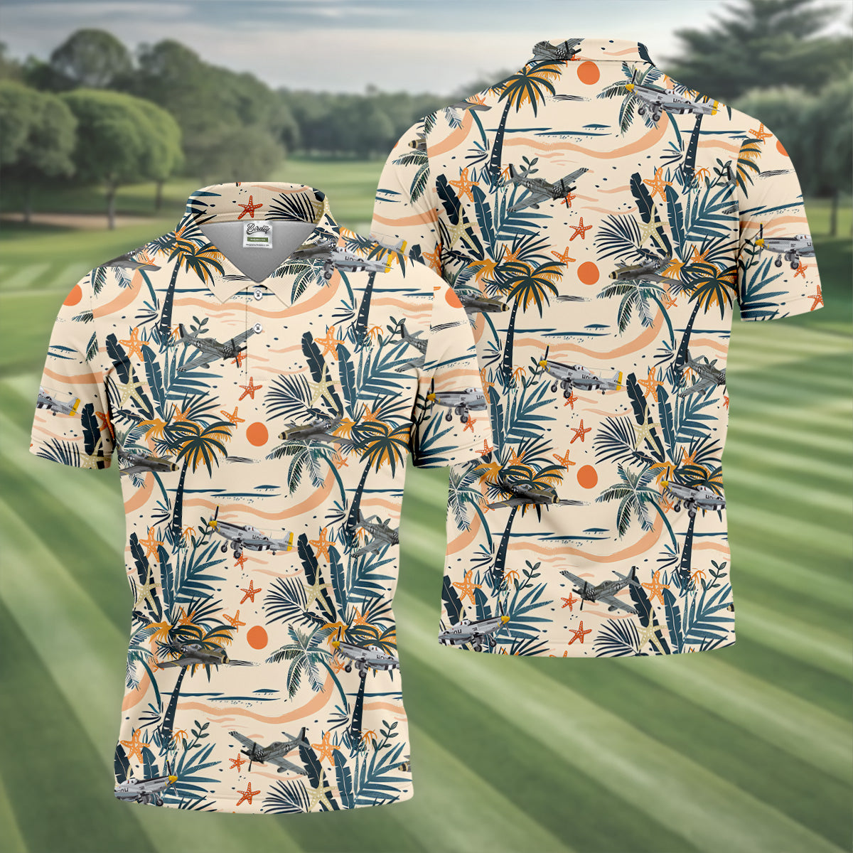 Beach Tropical Seamless Pattern Men Polo, Retro Golf Shirt, Polo ShirtFor Men, Golfing Apparel