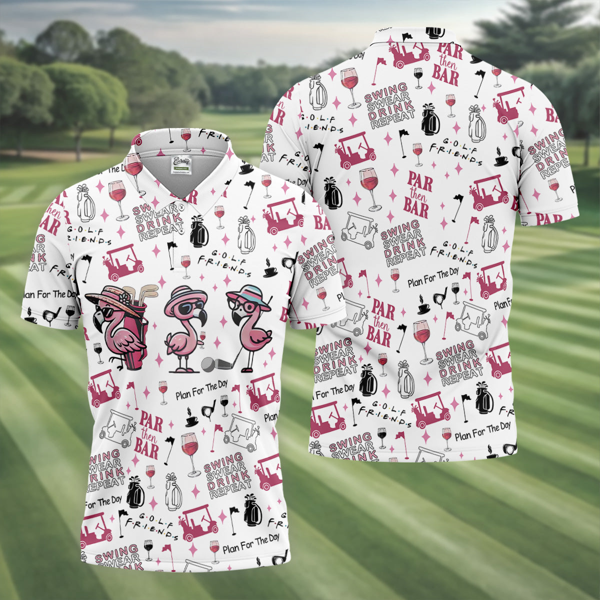 Golf Friends Par Then Bar Flamingo Golf Shirt, Golf Team Shirt, Fun Golf Shirts For Men, Golf Gift For Men