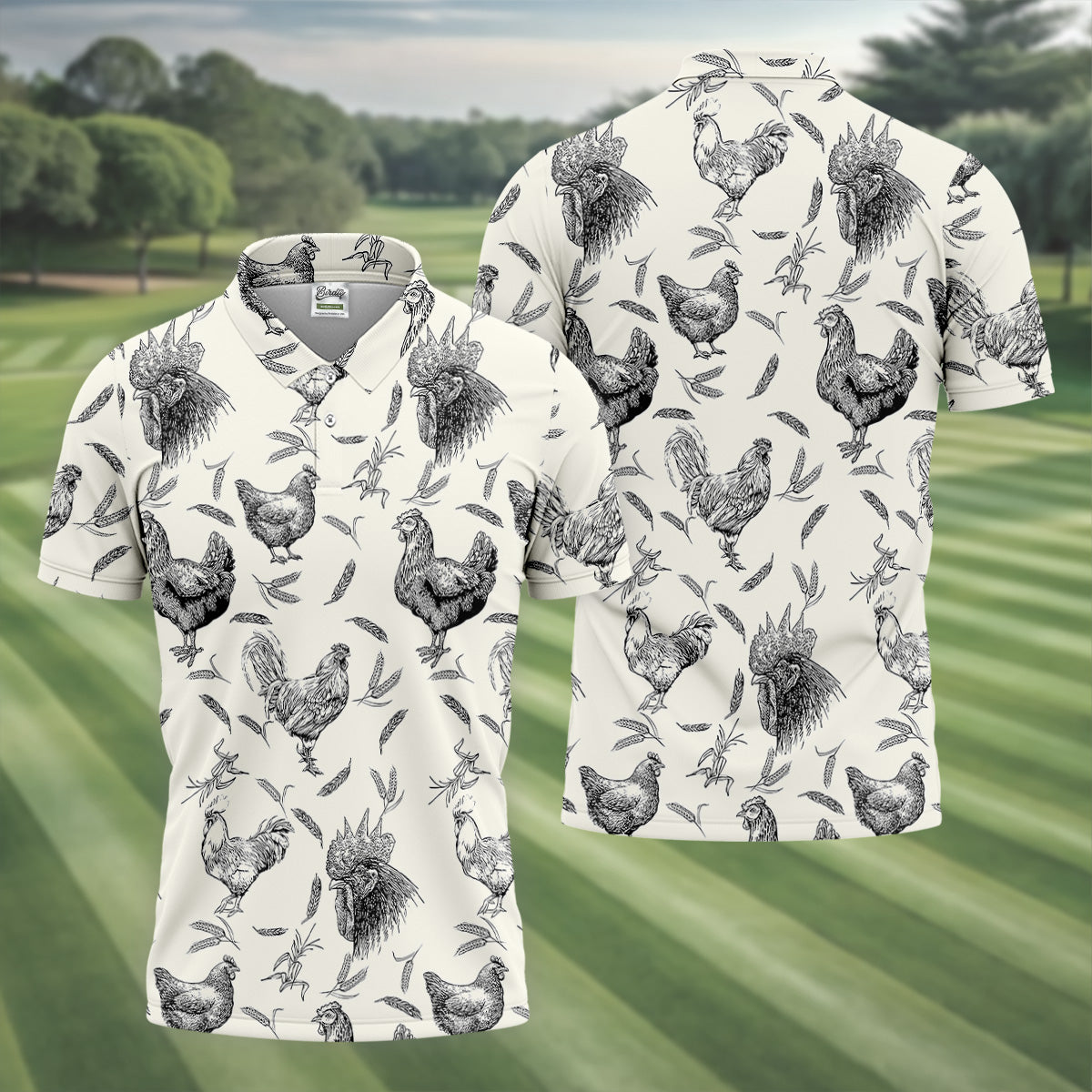 Chicken Rooster Golf Tops For Men, Gift For Chicken Lover, Fun Golf Shirts For Men, Polo Shirtor Men