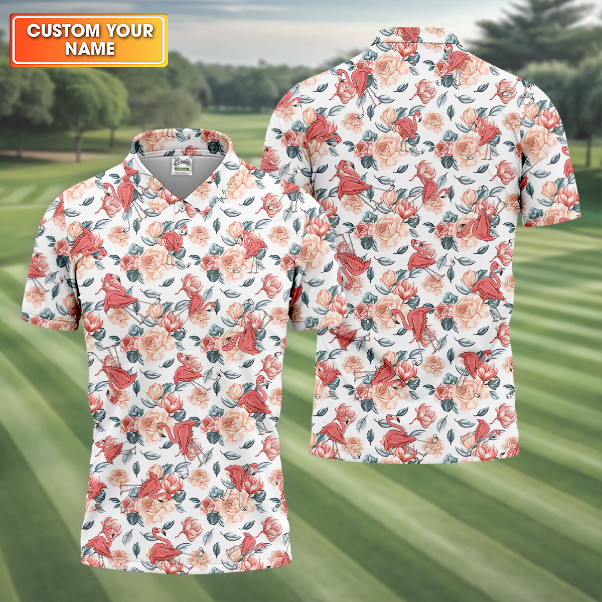 Floral Golf Shirt With Funny Flaming, Cute Golf Outfit, Mens Golf Polo Shirt Men Sweatshirt, Golfing Apparel