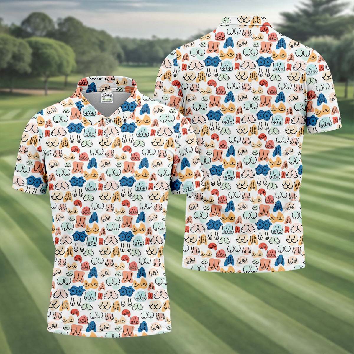 Fun Pattern Colorful Golf Shirt, Golf Tops For Men, Men's Funny Golf Shirts, Golf Gift For Men