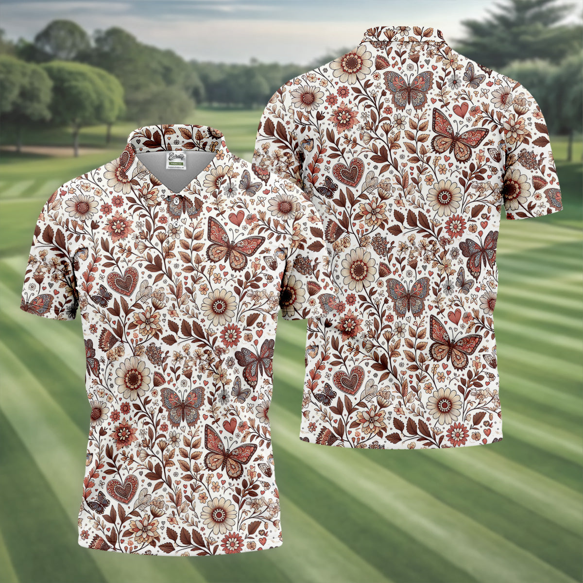 Spring Butterfly Golf Tops For Men, Retro Golf Shirt, Polo Shirtor Men, Golfing Apparel