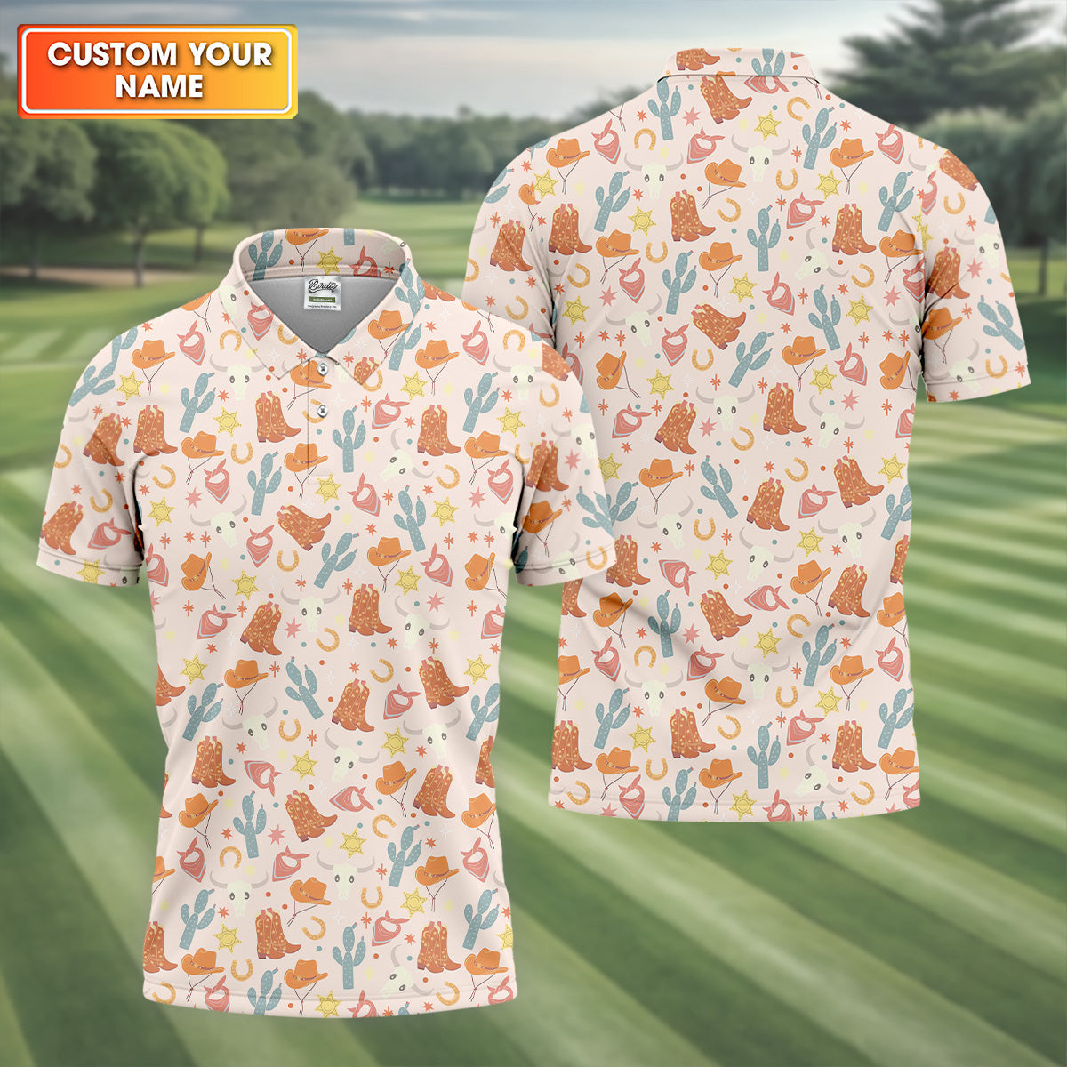 Western Golf Shirt, Cow Skull Shirt, Mens Golf Polo Shirt Golf Accessories For Men, Golfing Apparel