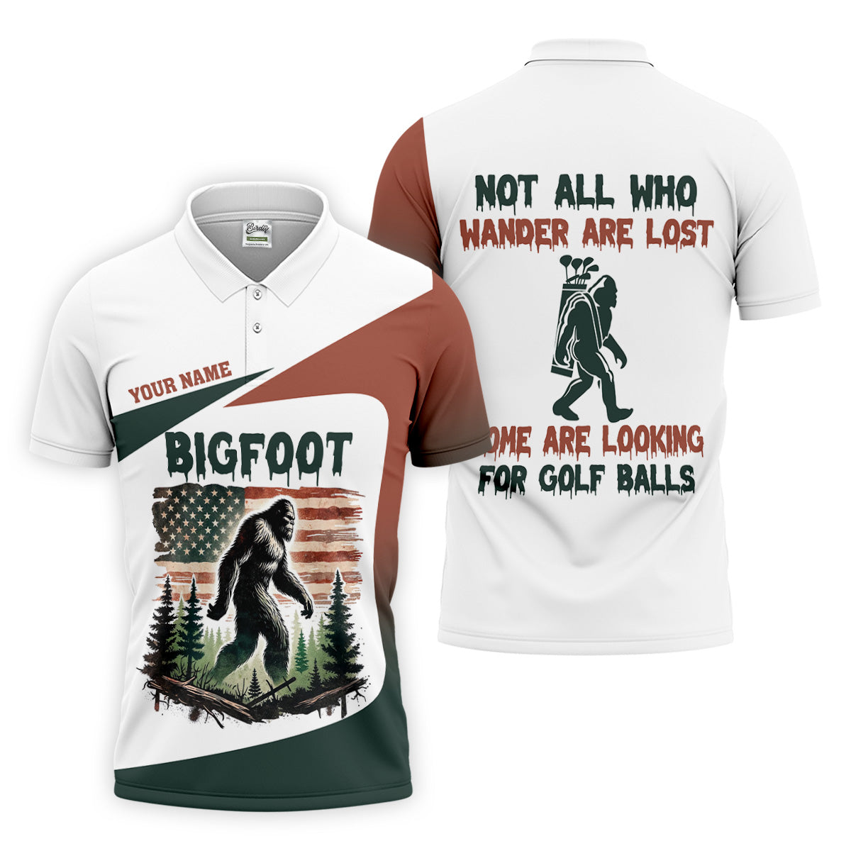 Not All Who Wander Are Lost Bigfoot Golf Shirt, Men's Patriotic Golf Shirts, Polo ShirtFor Men
