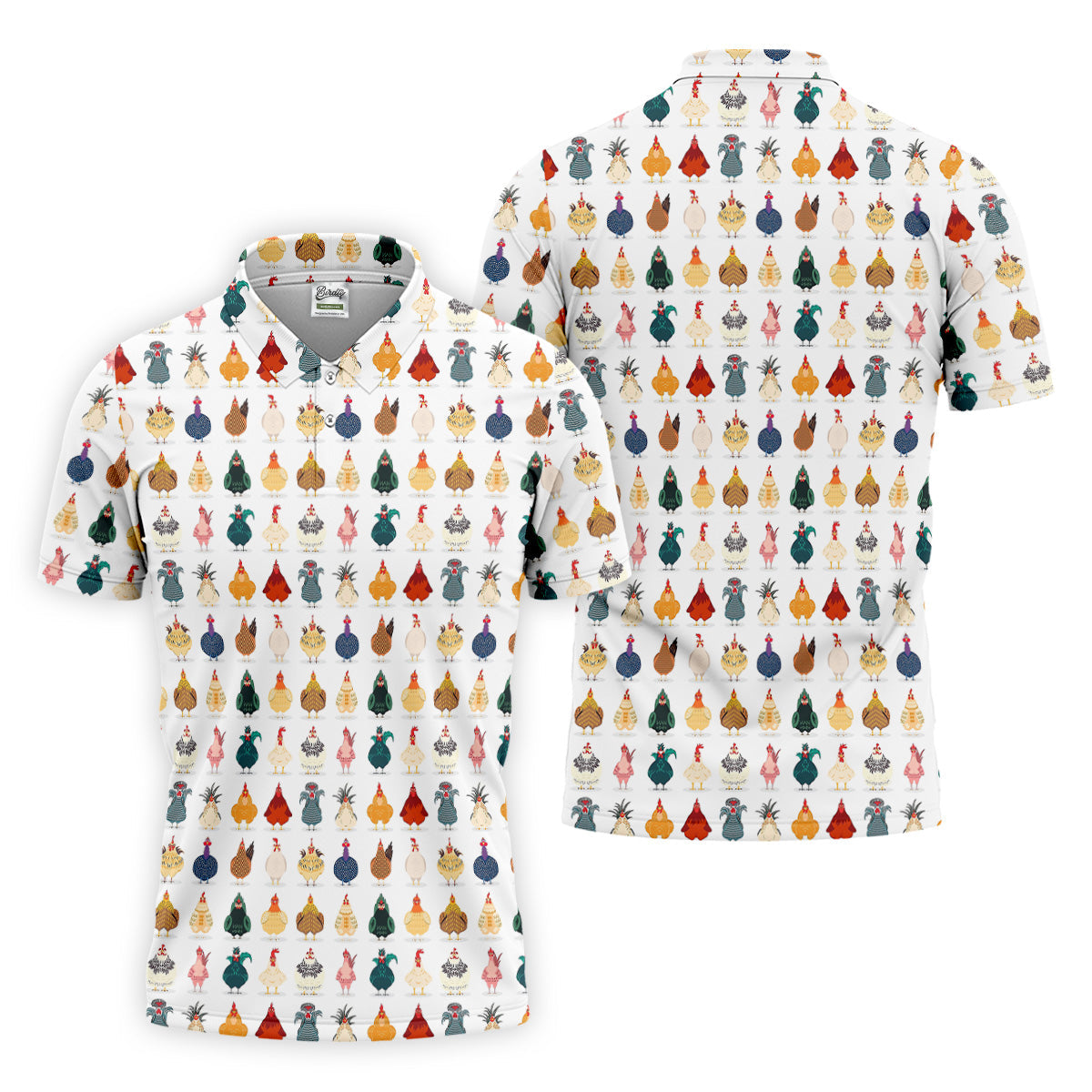 Whimsical Chicken Fun Golf Shirts For Men, Cute Golf Outfit, Polo ShirtFor Men, Golfing Apparel
