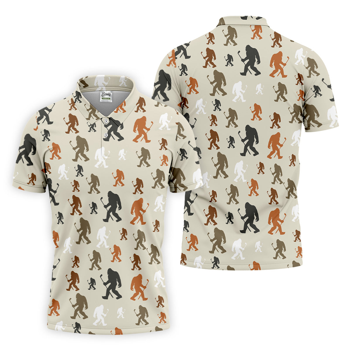 Bigfoot Silhouette Pattern Men's Funny Golf Shirts, Polo Shirtor Men, Cool Golf Gift