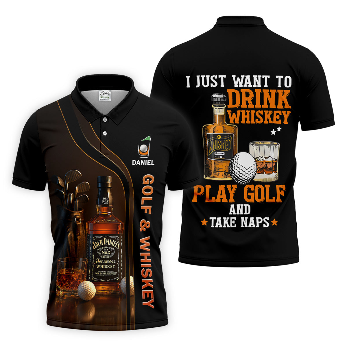 Golf And Whiskey Fun Golf Shirt, Men's Funny Golf Shirts, Unique Gift For Golfer, Golfing Apparel