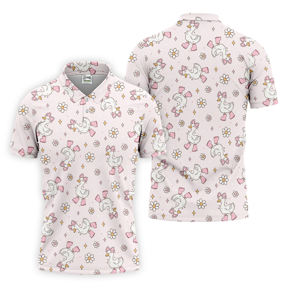 Silly Goose Seamless Pattern Pink Golf Shirt, Cute Golf Outfit, Golf Gift For Men, Golfing Apparel