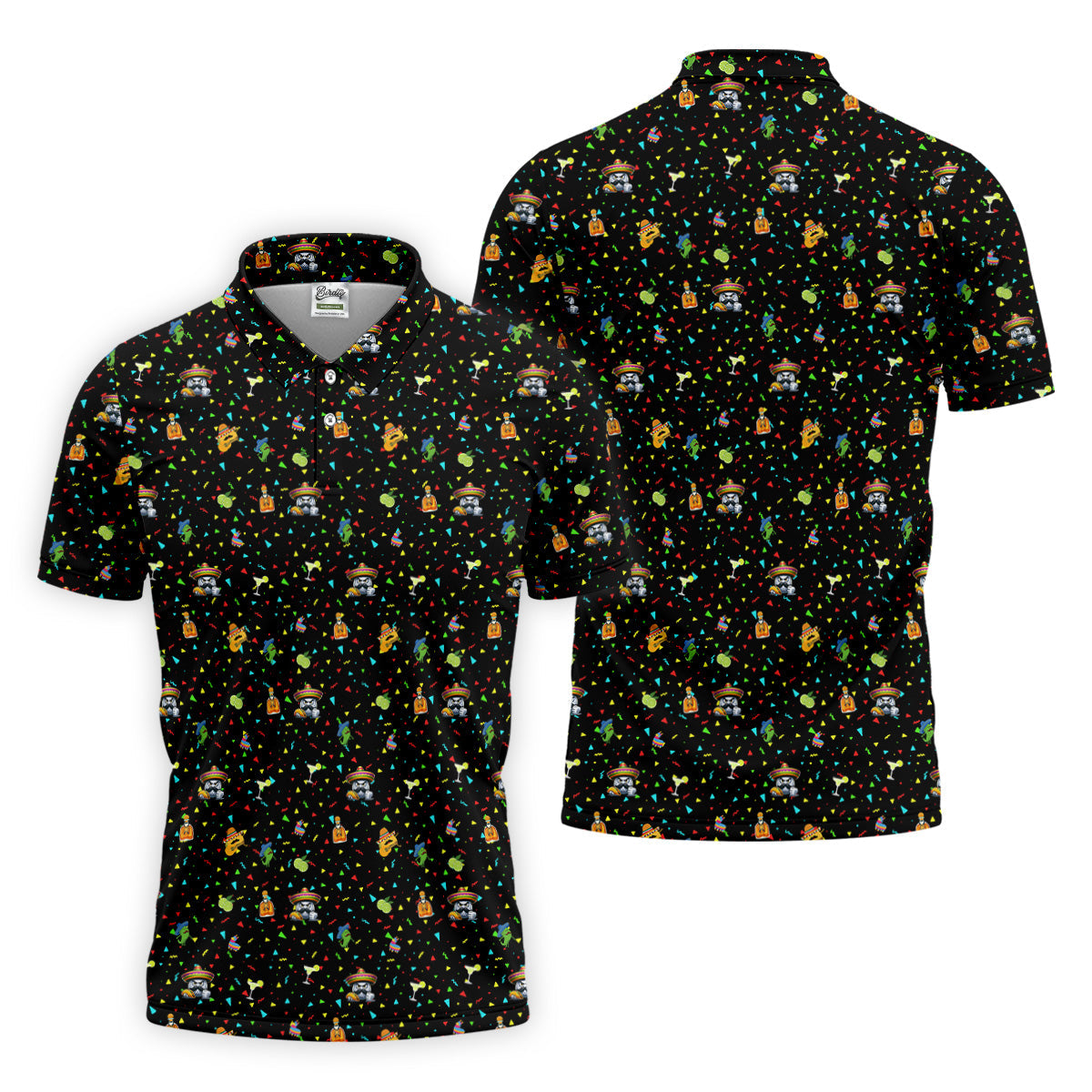 Fairway Fiesta Black Golf Polo ShirtFun Golf Shirts For Men, Polo ShirtFor Men, Golfing Apparel