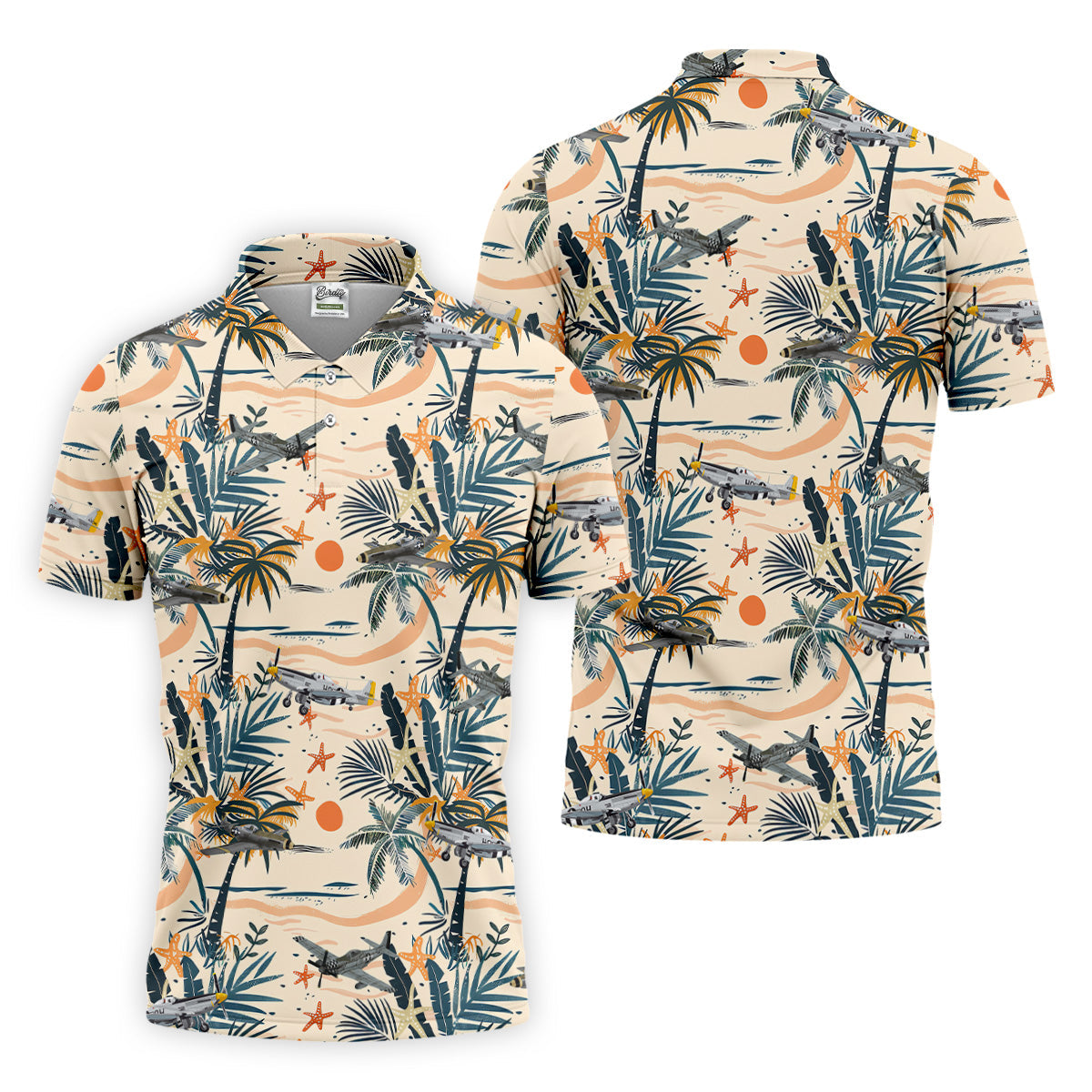Beach Tropical Seamless Pattern Men Polo, Retro Golf Shirt, Polo ShirtFor Men, Golfing Apparel