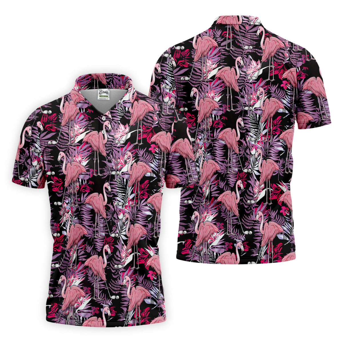 Tropical Flamingo Purple Golf Shirt, Golf Tops For Men, Polo Shirtor Men, Golfing Apparel