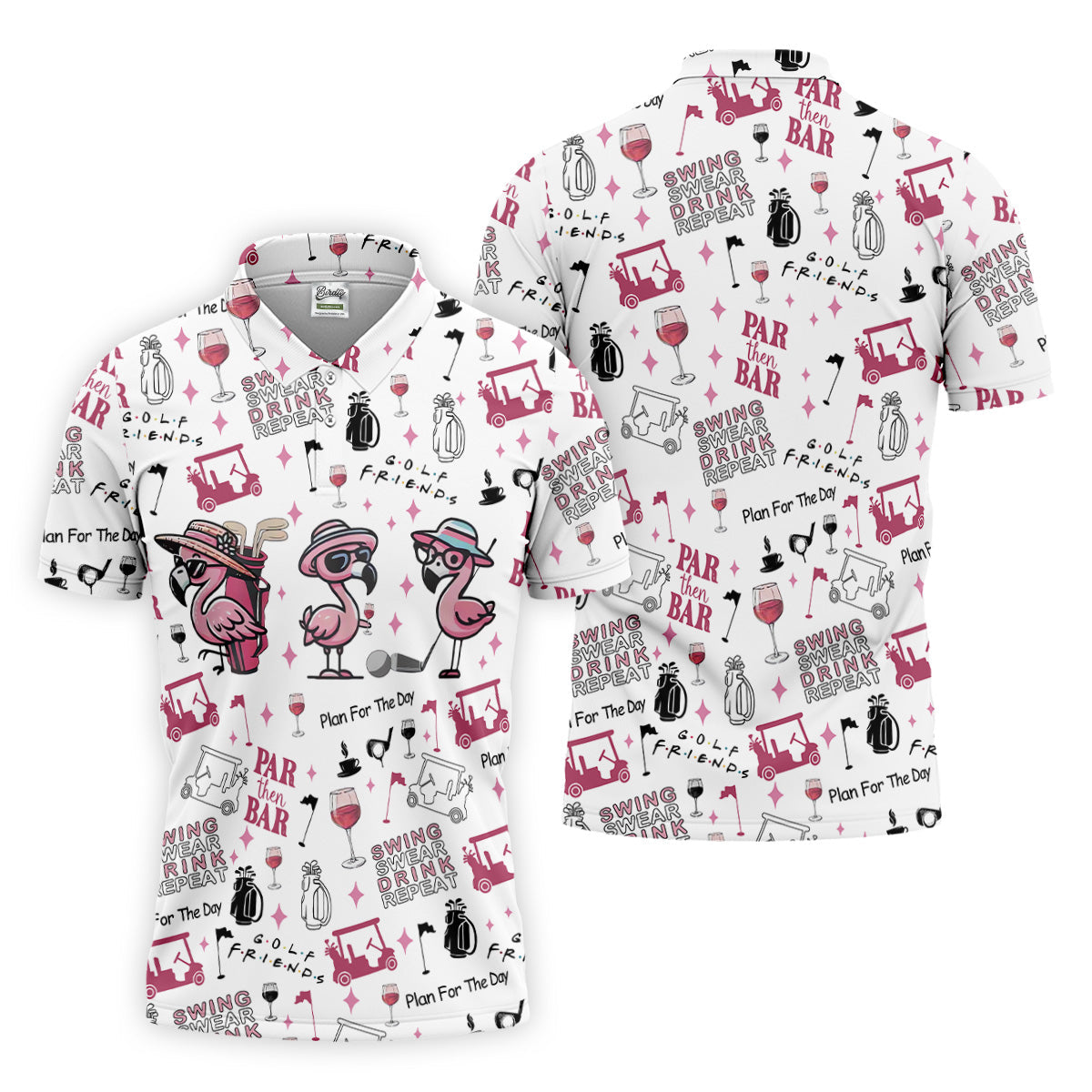 Golf Friends Par Then Bar Flamingo Golf Shirt, Golf Team Shirt, Fun Golf Shirts For Men, Golf Gift For Men