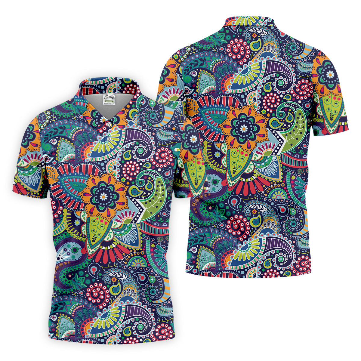 Colorful Paisley Men Polo, Mens Paisley Shirts, Mens Golf Polo Shirt Golf Gift For Men