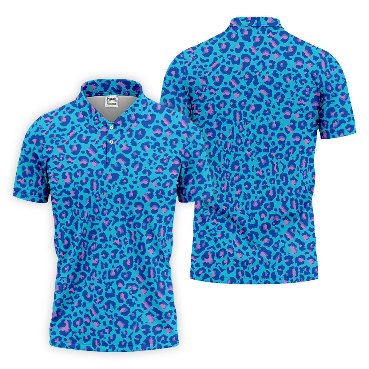 Blue Leopard Golf Tops For Men, Men Polo, Golf Gift For Men, Golfing Apparel