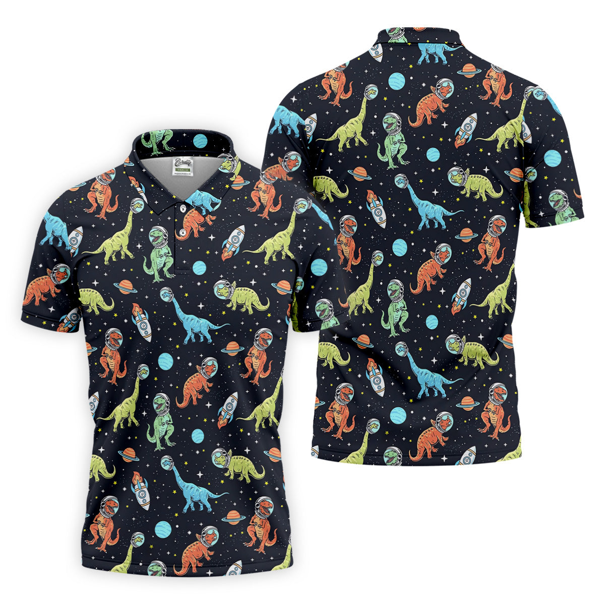 Dinosaur Space Golf Shirt, Golf Tops For Men, Gifts For Golf Lovers, Polo ShirtFor Men, Golfing Apparel