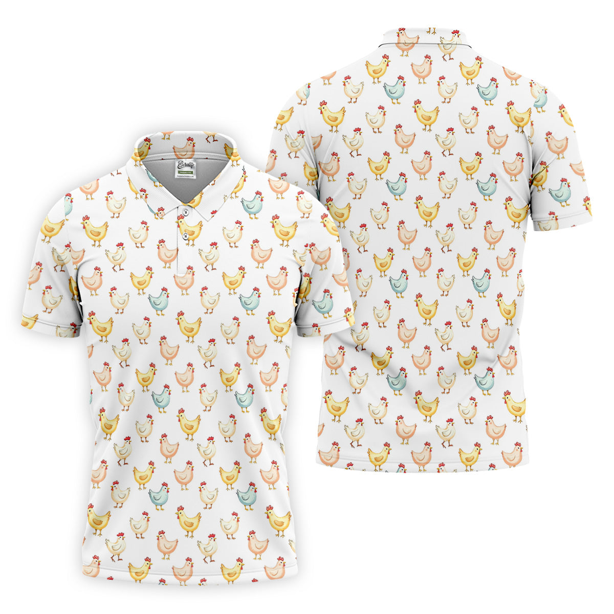 Chicken Rooster White Golf Tops For Men, Gift For Chicken Lover, Fun Golf Shirts For Men, Golfing Apparel