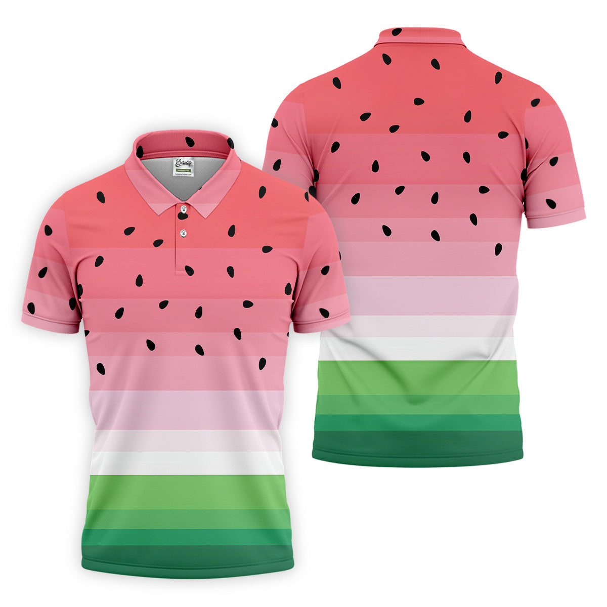 Watermelon Summer Mens Golf Polo Shirt Pink Golf Shirt, Unique Gift For Golfer, Golfing Apparel