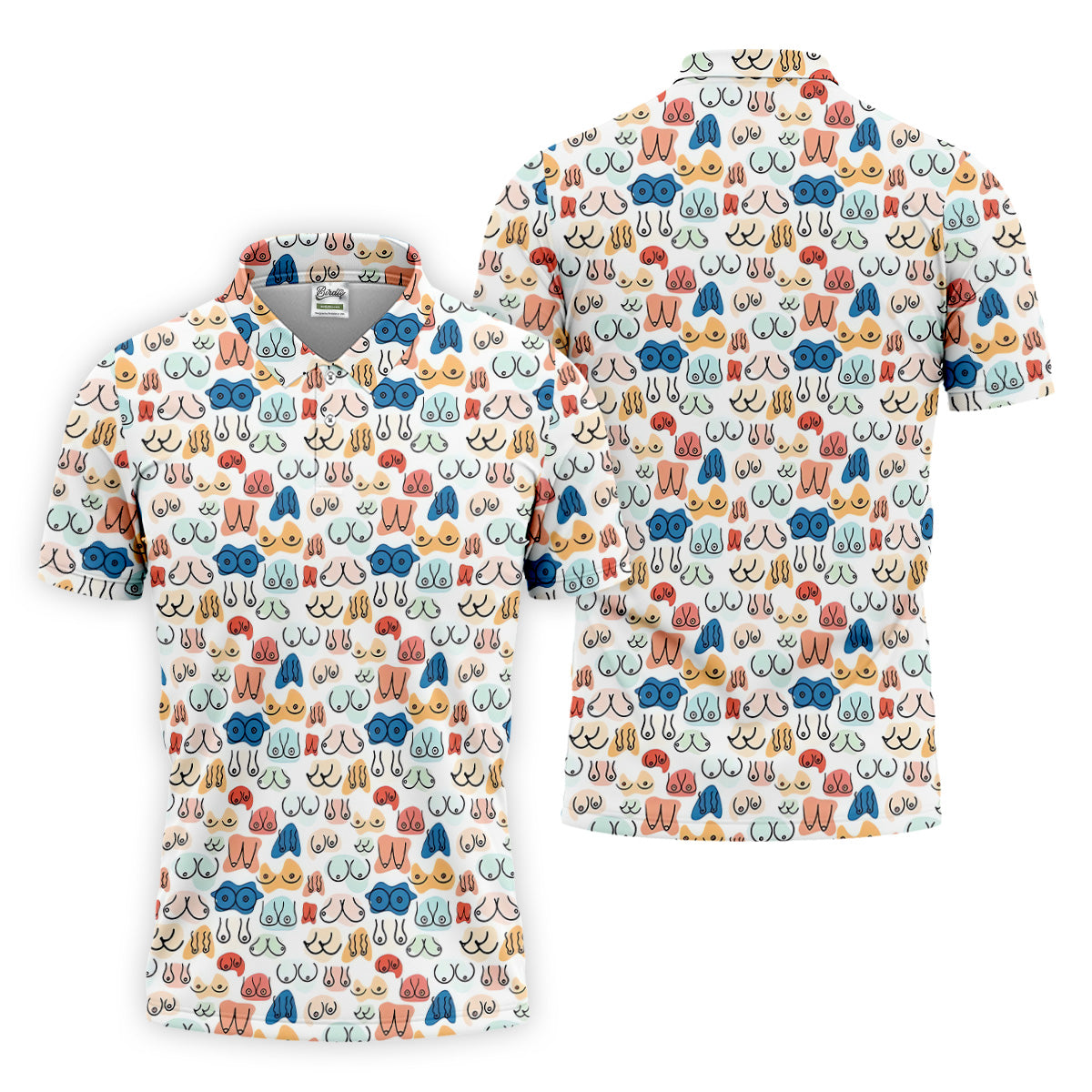 Fun Pattern Colorful Golf Shirt, Golf Tops For Men, Men's Funny Golf Shirts, Golf Gift For Men