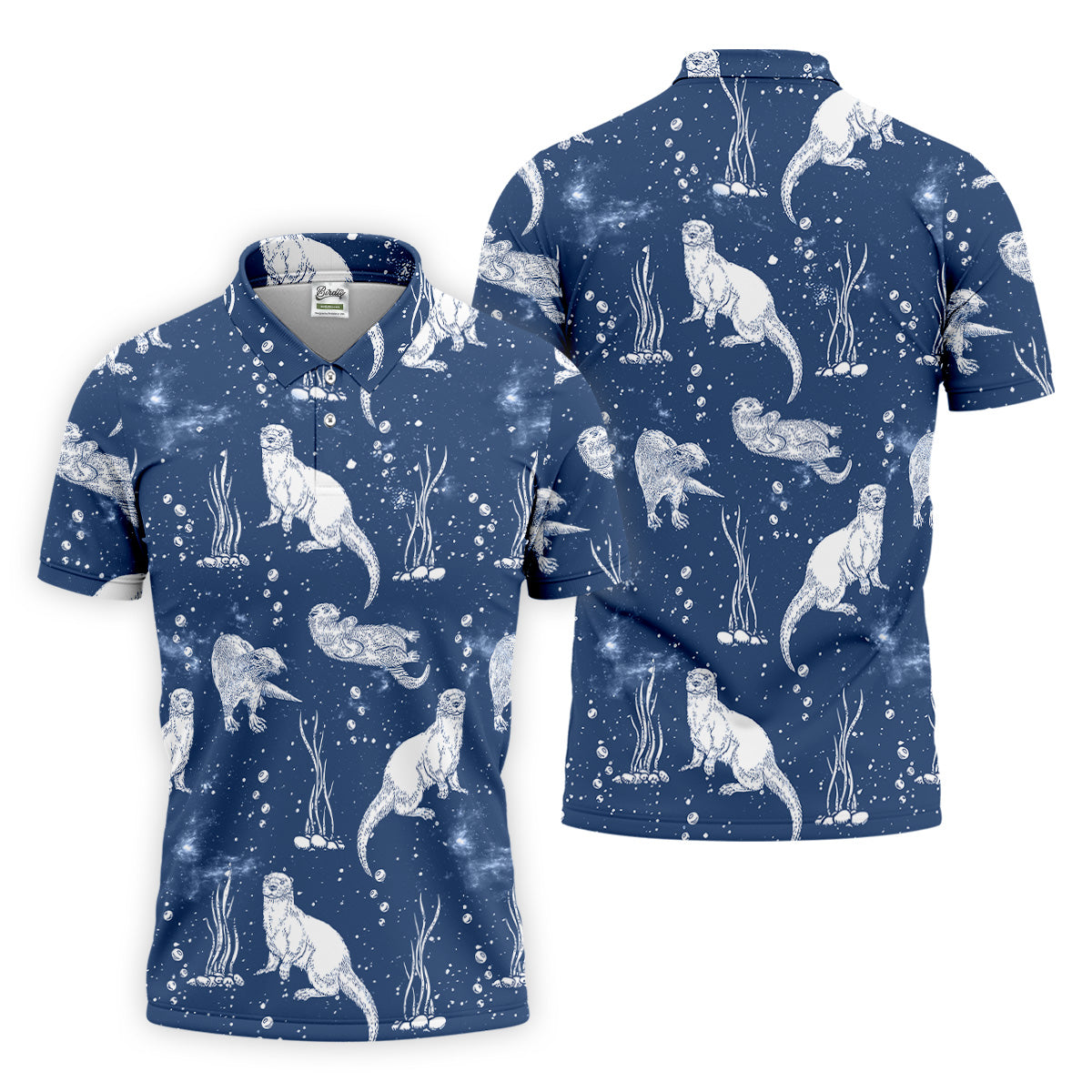 Adorable Otter Ocean Vibe Tropical Golf Shirts, Men's Funny Golf Shirts, Gift For Animal Lovers