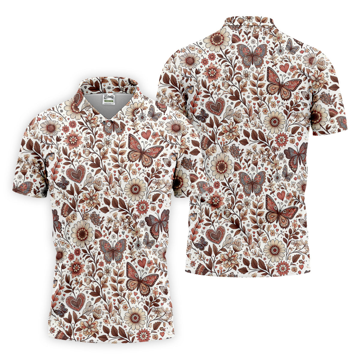 Spring Butterfly Golf Tops For Men, Retro Golf Shirt, Polo Shirtor Men, Golfing Apparel